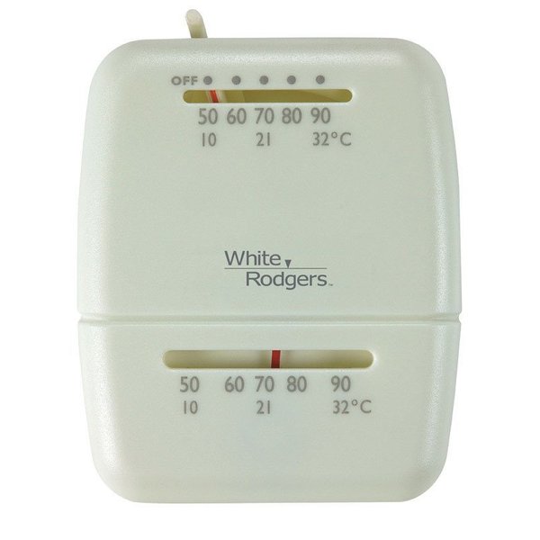 White-Rodgers Non-Programmable Thermostat Heating and Cooling Lever White M100